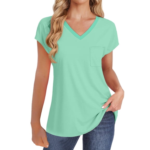 Sleeveless Pocket Tank - Women's Summer V-Neck Casual Tee, Loose Fitting Basic Layering Top | Baberdicy | Womens Summer V Neck Tops Sleeveless T Shirt Casual Loose Fitting (Mint Green | S)