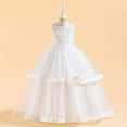 thumbnail image 1 of Sleeveless Prom Dresses for Girls Layered-Tulle Size 8-12 Tweens Lace Splice Crewneck A-Line Wedding Guest Flower Girls Birthday Party Dress, 1 of 8