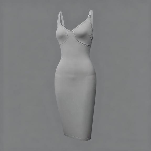 Sleeveless Round Neck Solid Color One Piece Shapewear for Women Waist Cincher Comfy Tummy Control Slimming Fashion Everyday Wear Shaping Bodysuit Gray XL