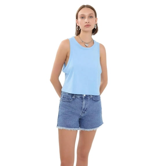 Sleeveless Round Neck Solid Crop Top