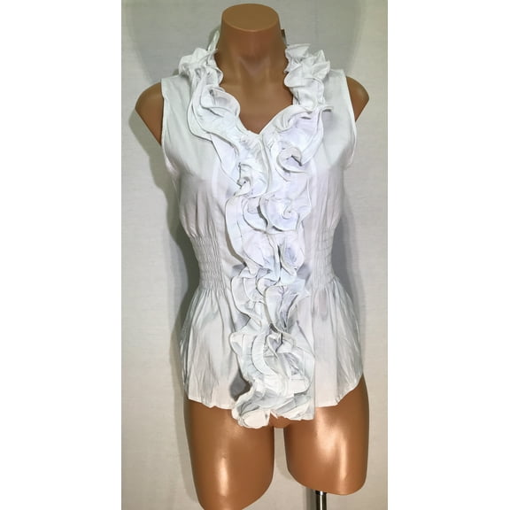 Sleeveless Ruffel Front Down Shirt