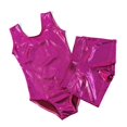 thumbnail image 1 of Sleeveless Shiny Girls Gymnastic Dance Trainingwear Tank Leotard With Short Suit, 1 of 7