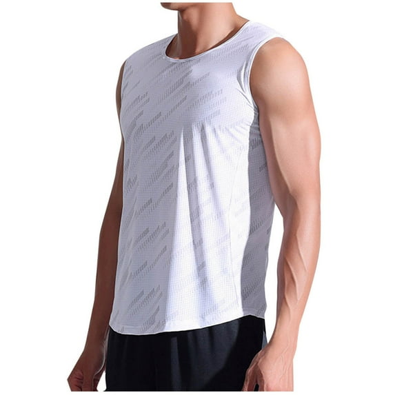 Sleeveless Shirts For Men Qiggri Man Solid-Color Casual Sports Fitness Training Drying Round-Neck Tank Top Running Tank Top Men