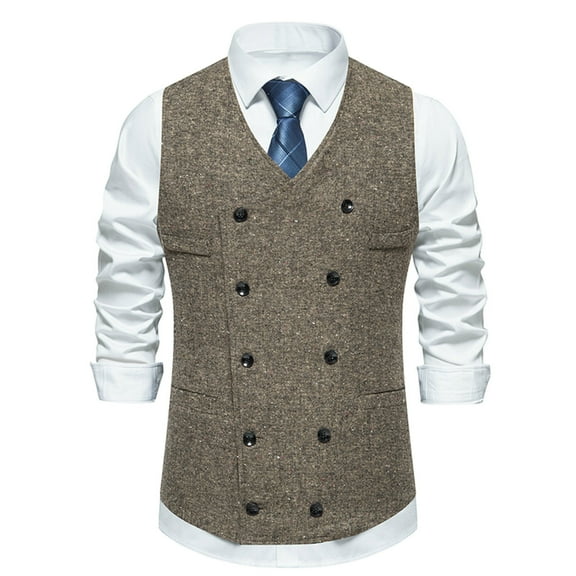 Sleeveless Shirts For Men Qiggri Men Fashion Retro Have Pockets Double-Breasted V-Neck Vest Tops Blouse Suit Vest For Men