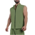 thumbnail image 1 of Sleeveless Shirts For Men Qiggri Men's Fashion Casual Solid Color Zipper Sports Cardigan Round-Neck Tank Top Athletic Tank Top, 1 of 5