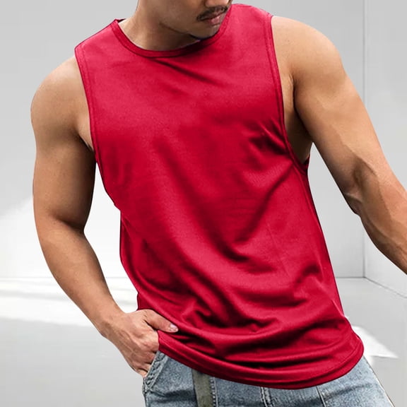 Sleeveless Shirts for Men M-4X Plus Size Crewneck Tank Tops Mens Casual Pullover Solid Color Breathable Basic Gym Workout Undershirts Vest