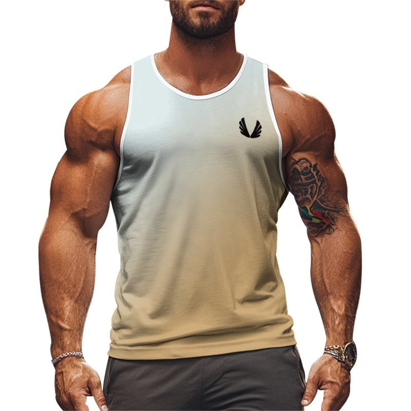 Sleeveless Shirts for Men Men's Graphic Gradient Print Sleeveless ...