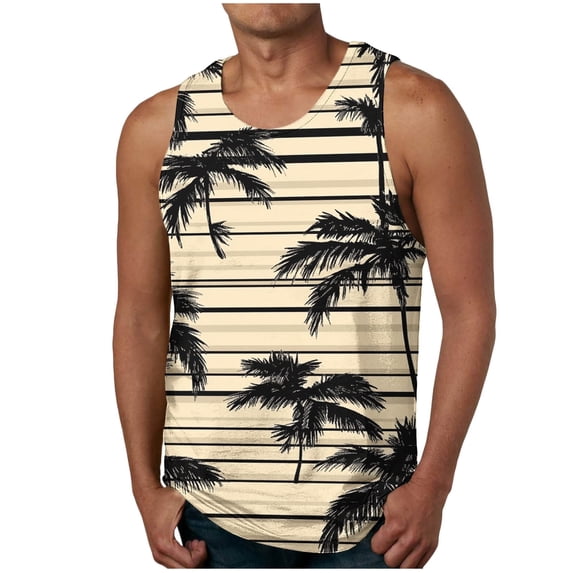 Sleeveless Shirts for Men,New Men's Gradient 3D Print Tank Top Casual Sports Sleeveless Round Neck T-Shirt Tank Top/Shirt Blouses,Brown Xl