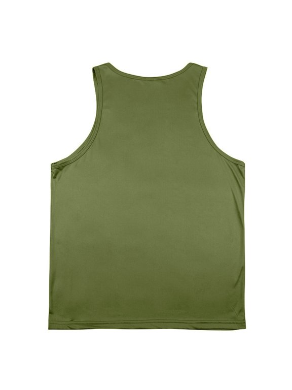 Sleeveless Shirts for Men Performance Tank Tech Muscle Tee Ultra Soft Moisture Wicking Fitness Army Green M