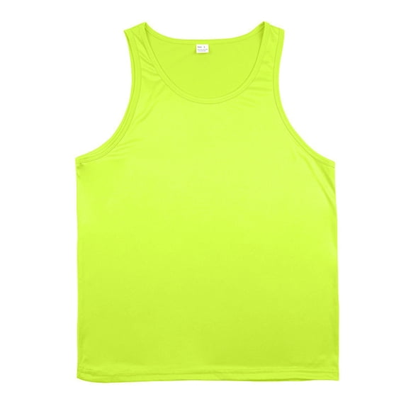 Sleeveless Shirts for Men Performance Tank Tech Muscle Tee Ultra Soft Moisture Wicking Fitness Fluorescent Green M