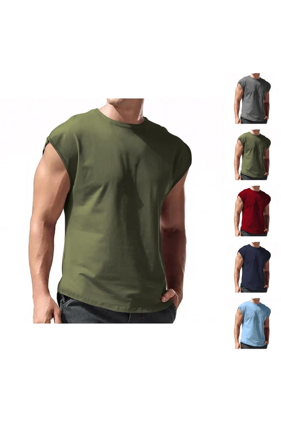 Sleeveless Shirts for Men Summer Casual Lightweight Breathable Crewneck Plain Sleeveless T Shirts