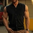 thumbnail image 1 of Sleeveless Shirts for Men with Pocket Button-Down Collared Tank Tops Casual Solid Color Going-Out Hawaiian Beach Tanks Vests 2025, 1 of 7