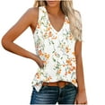 thumbnail image 1 of Sleeveless Shirts for Women Summer Casual V Neck Floral Printed Flowy Tank Tops Loose Blouses with Side Split (XL, Multicolor 8), 1 of 7