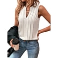 thumbnail image 1 of Sleeveless Shirts for Womens Fashion 2025 Basic Tank Tops Pleated Drape Dressy Tops Summer Outfits White S, 1 of 7