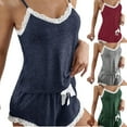 thumbnail image 1 of Sleeveless Sleepwear Set Push Up Top with Shorts Two Piece Comfortable Lounge Pajamas, 1 of 4