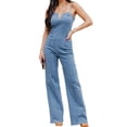 thumbnail image 1 of Sleeveless Slim Fit Denim Jumpsuit Women Sexy Long Jeans, 1 of 1