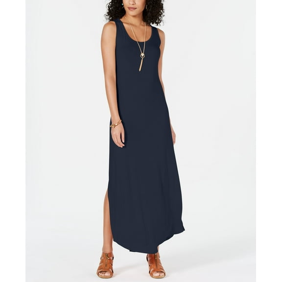 Sleeveless Slit Maxi Dress Industrial Blue XS