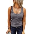 thumbnail image 1 of Sleeveless Solid Color Women Buttons Tank Tops, 1 of 1