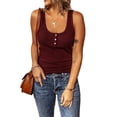 thumbnail image 1 of Sleeveless Solid Color Women Buttons Tank Tops, 1 of 1