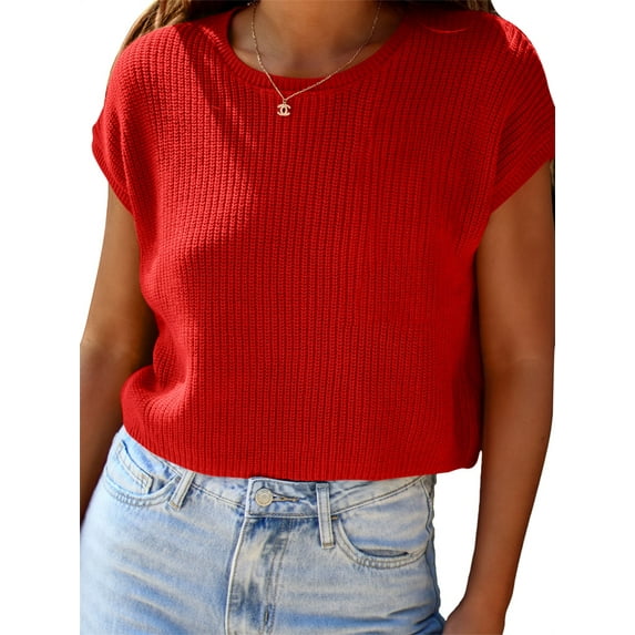 Sleeveless Solid Color Women Match Knit Vest Sweater