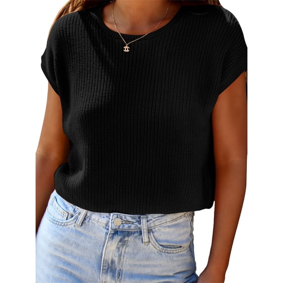 Sleeveless Solid Color Women Match Knit Vest Sweater