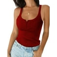 thumbnail image 1 of Sleeveless Solid Color Women Slim Button Tank Camisole, 1 of 1