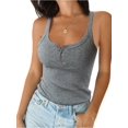 thumbnail image 1 of Sleeveless Solid Color Women Slim Button Tank Camisole, 1 of 1