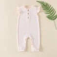 thumbnail image 1 of Sleeveless Solid Romper for Toddler Baby Girl Boy Cotton Fly Sleeve Jumpsuit, 1 of 6