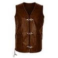 thumbnail image 1 of Sleeveless Steampunk Cosplay Vest, Side Lace Up Faux Leather Pirate Vest, Sleeveless Metal Clasp Gothic Waistcoat for Adult Halloween Medieval Pirate Cosplay,Steampunk Costume Vest, Coffee XXL, 1 of 6