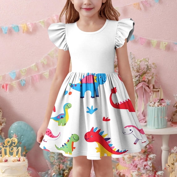 Sleeveless Stretchy Dress A Line Twirly Skater School Recital Dress Short Sleeve Round Neck Dress Casual Dresses For Girls
