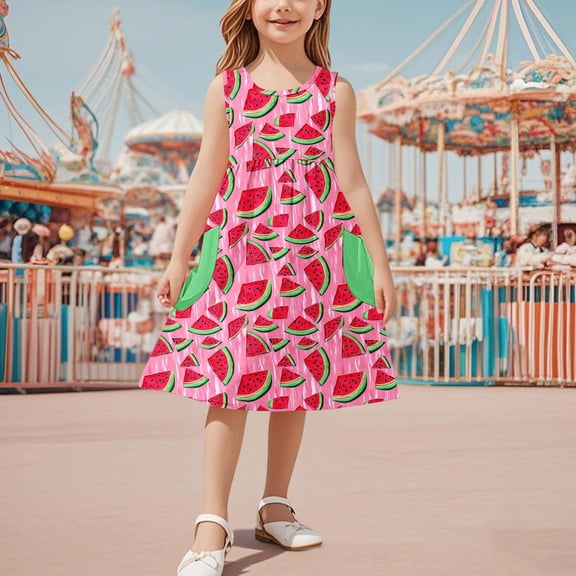 Sleeveless Stretchy Dress A Line Twirly Skater School Recital Dress Short Sleeve Round Neck Dress Vestidos azules para chicas