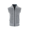thumbnail image 1 of Sleeveless Sweater Cardigan for Mens, Fall Winter Zipper Stand Collar Knitwear Coat Patchwork Warm Slim Casual Vests, 1 of 4