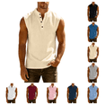 thumbnail image 1 of Sleeveless T-Shirt Men Lightweight Breathable Shirt Summer Casual Business Shirt with Button-Up Khaki 3XL, 1 of 8