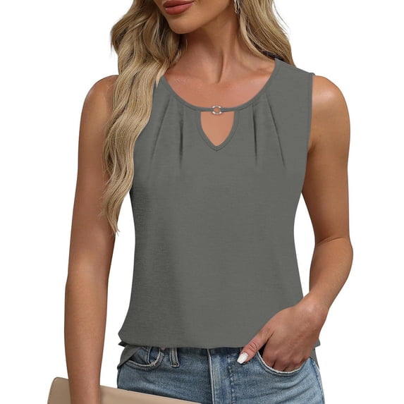 Sleeveless T Shirts for Women Tank Tops V Neck Summer Tops Ladies Tshirt Gray XL