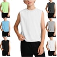 thumbnail image 1 of Sleeveless Tank Top for Boys Toddler Muscle Tee Crew Neck Cotton Blend Undershirt Lightweight Summer Vest Active Sports Outdoor Playwear Shirt for Teen, 1 of 6