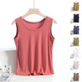 thumbnail image 1 of Sleeveless Tank Top for Women, Round Neck Solid Color Active Lightweight Breathable Undershirt Lightweight Casual Shirt Summer Outdoor Tops Khaki,Size 2XL, 1 of 5