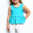 thumbnail image 1 of Sleeveless Tank Top for Girls Cute Ruffle Peplum Hem Solid Color Blouse Active Play Relaxed Summer Holiday Outfits, 1 of 5