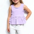 thumbnail image 1 of Sleeveless Tank Top for Girls Cute Ruffle Peplum Hem Solid Color Blouse Active Play Relaxed Summer Holiday Outfits, 1 of 5
