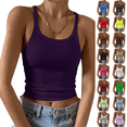 thumbnail image 1 of Sleeveless Tank Top for Women Spaghetti Strap Form Slim Fitting Scoop Neck Ribbed Knit Basic Cami Shirts Purple XL, 1 of 5