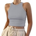 thumbnail image 1 of Sleeveless Tank Tops for Women High Neck Racerback Ribbed Knit Top Summer 2026 Casual Basic Slim Fit Workout Shirts Sleeveless Crop Tops for Women Basic Rib-Knit Y2K Crop Tank Top Exercise Crop Camis, 1 of 7