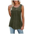 thumbnail image 1 of Sleeveless Tank Tops Womens Crewneck Lace Tunic Tops Embroidery Flowy Blouses Shirts Plus Size, 1 of 3