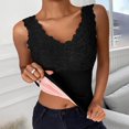 thumbnail image 1 of Sleeveless Thermal Fleece Tank Top For Women V Neck Lace Camisole Warm Base Layer Cami Vest Underwear Tops With Chest Pads Black Free size, 1 of 8