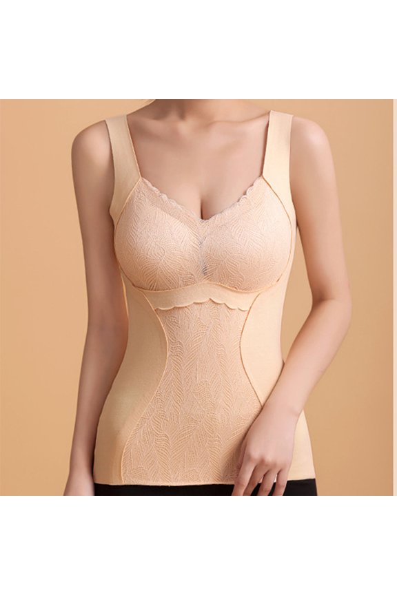 Sleeveless Thermal Shirts for Women Fleece Lined Thermal Tank Tops Camisole Warm Base Layer Vest Cold Weather Khaki L