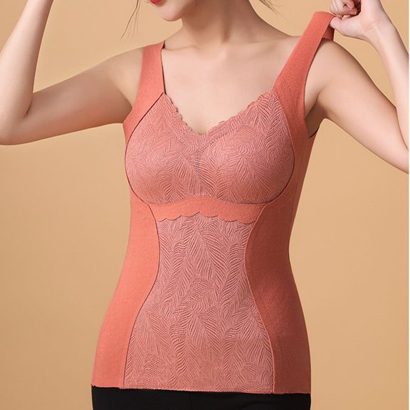 Sleeveless Thermal Shirts for Women Fleece Lined Thermal Tank Tops Camisole Warm Base Layer Vest Cold Weather Red XXXL