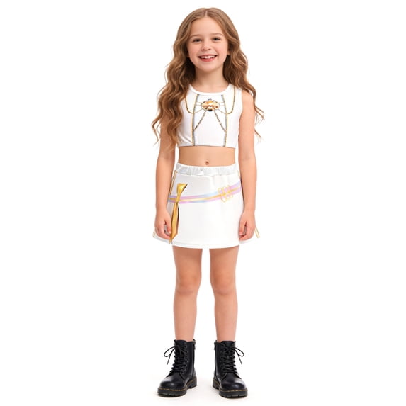 Sleeveless Top and A-Line Skirt Pop Star Set, Idol Singer Halloween Outfit for Stage Performance Cosplay