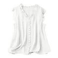 thumbnail image 1 of Sleeveless Tops for Women Casual Boho Solid Color Top V-Neck Ruffle Tank Top Blouses Lace Loose Shirts Pullover, 1 of 5