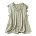 thumbnail image 1 of Sleeveless Tops For Women Casual Boho Solid Color Top V-Neck Ruffle Tank Top Blouses Lace Loose Shirts Pullover, 1 of 5