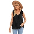 thumbnail image 1 of Sleeveless Tops For Women,Chiffon Vest Women'S Fur Ball Jacquard Pleated Shoulder Strap Sleeveless Loose Top, 1 of 7
