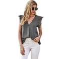 thumbnail image 1 of Sleeveless Tops For Women,Lace Patchwork Vest, Solid Color V-Neck Fashion Ladies Sleeveless Top, 1 of 7
