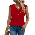 thumbnail image 1 of Sleeveless Tops For Women Sevevn Fashion Women's Summer Button Down V Neck T-Shirts Sleeveless Loose Fashion Tops, 1 of 6